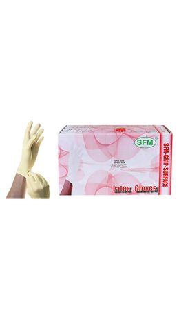 Перчатки латексные смотровые SFM Grip-Surface Германия, 45 пар (90 штук), размер XL (очень большой)