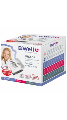 Тонометр B.WELL PRO-39, манжета 13,5-21,5 см, автоматический, на запястье, питание 2хААА