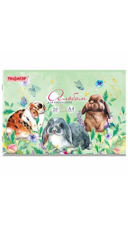 Альбом для рисования А4, 20 листов, скоба, обложка офсет, ПИФАГОР, 203х288 мм, "МИКС-2", 107103