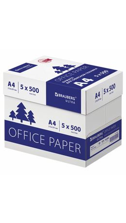 Бумага офисная А4, 80 г/м2, 500 л., марка С, белизна 146% (CIE), BRAUBERG ULTRA, 116407