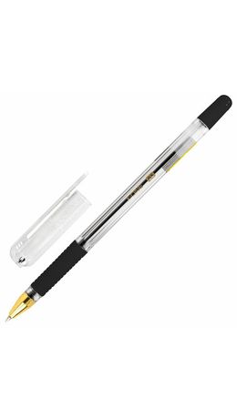 Ручка шариковая с грипом BRAUBERG "X-ONE", ЧЕРНАЯ, корпус прозрачный, узел 0,5 мм, линия письма 0,35 мм, 143988