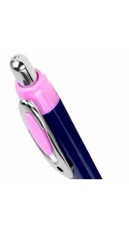 Ручка шариковая автоматическая с грипом BRAUBERG DELTA CLIP, СИНЯЯ, ассорти, узел 0,7 мм, линия письма 0,35 мм,144201