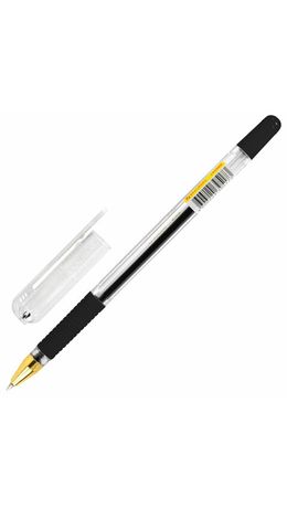 Ручка шариковая с грипом BRAUBERG "X-ONE", ЧЕРНАЯ, корпус прозрачный, узел 0,5 мм, линия письма 0,35 мм, 143988