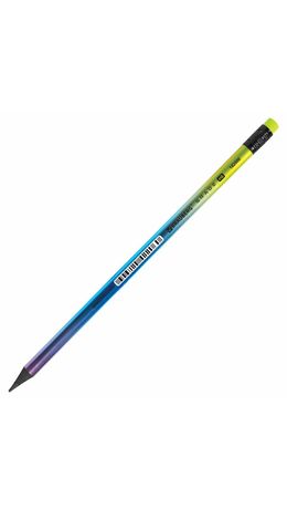 Карандаш чернографитный с ластиком BRAUBERG "GRADE Metallic", 1 шт., HB, трехгранный, 182000