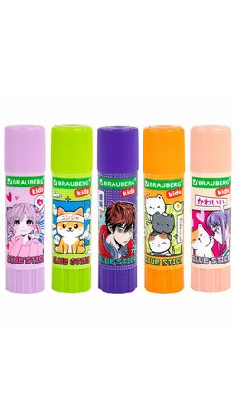 Клей-карандаш "Anime" 15 г, BRAUBERG KIDS, ассорти, 272472