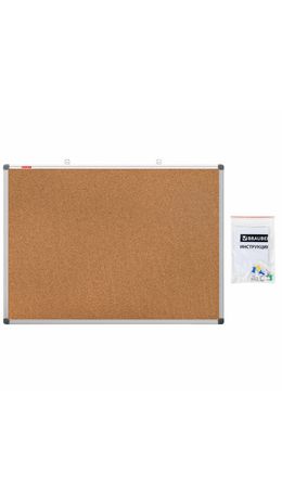 Доска пробковая для объявлений 90х120 см, алюминиевая рамка, BRAUBERG Extra, 238309