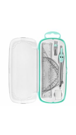 Готовальня BRAUBERG SCHOOL KIT, 8 предметов, циркуль 115 мм, чертежные принадлежности, мятный цвет, 210705