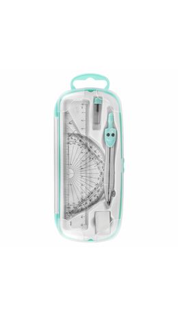 Готовальня BRAUBERG SCHOOL KIT, 8 предметов, циркуль 115 мм, чертежные принадлежности, мятный цвет, 210705
