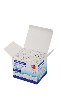 Мел белый круглый мягкий, 100 штук, BRAUBERG, картонная упаковка, 272768