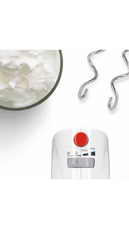 Миксер BOSCH MFQ3010, 300 Вт, 2 скорости, 2 венчика, 2 крюка для теста, белый