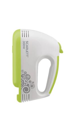 Миксер SCARLETT SC-HM40S05, 300Вт, 7 скоростей, 2 венчика, 2 крюка для теста, белый
