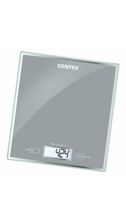 Весы кухонные CENTEK CT-2462 SILVER, электронный дисплей, max вес 5 кг, тарокомпенсация, стекло, CT-2462 Silver