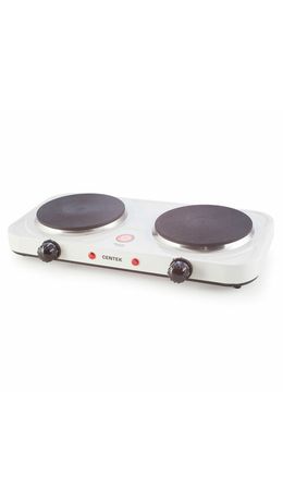 Настольная электрическая плита CENTEK CT-1507, 2000 Вт, 2 конфорки, 5 режимов нагрева, белая