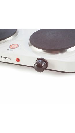 Настольная электрическая плита CENTEK CT-1507, 2000 Вт, 2 конфорки, 5 режимов нагрева, белая