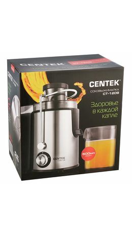Соковыжималка CENTEK CT-1209, 600 Вт, стакан 0,5 л, емкость для жмыха 1,5 л, металл, сталь/черный