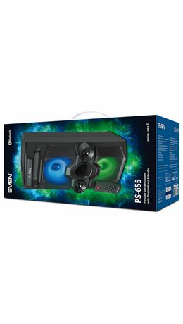 Колонка портативная SVEN PS-655, 50 Вт, TWS, Bluetooth, FM, USB, microSD, LED-дисплей, пульт, черная, SV-020163