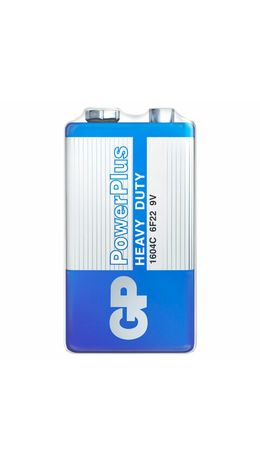 Батарейка 1 шт. GP PowerPlus, Крона (6R61, 6F22, 1604S), солевая, в плёнке, 1604CEBRA-2