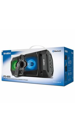 Колонка портативная SVEN PS-655, 50 Вт, TWS, Bluetooth, FM, USB, microSD, LED-дисплей, пульт, черная, SV-020163