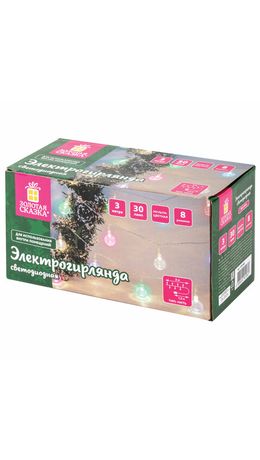 Электрогирлянда-нить комнатная "Bubble ball", 3 м, 30 LED, мультицветная, 220 V, контроллер, ЗОЛОТАЯ СКАЗКА, 591363