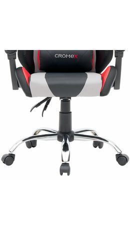 Кресло компьютерное CROMEX "Quantum GM-155 RGB", подсветка, две подушки, экокожа, черное/красное/серое, 532955