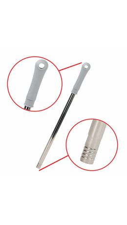 Совок для мусора + щетка на длинных рукоятках 77 см (металл), бело-серый, разборный, LAIMA, 608947