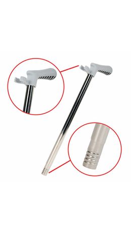 Совок для мусора + щетка на длинных рукоятках 77 см (металл), бело-серый, разборный, LAIMA, 608947