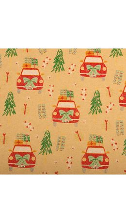 Бумага упаковочная крафт BIG SIZE новогодняя "XMAS Car", 0,7х10 м, ЗОЛОТАЯ СКАЗКА, 592194