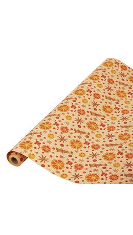 Бумага упаковочная крафт BIG SIZE новогодняя "Апельсин & Корица", 0,7х10 м, ЗОЛОТАЯ СКАЗКА, 592192