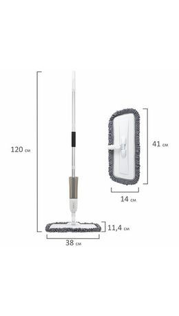 Швабра с распылителем UltraSpray X, 2 насадки из микрофибры объемный ворс, скребок, LAIMA, 609143