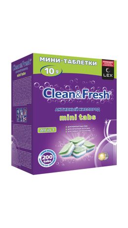 Таблетки для посудомоечных машин 200 шт., CLEAN&FRESH All IN 1 MINI TABS, Cd13200m