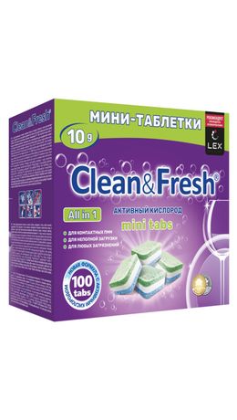 Таблетки для посудомоечных машин 100 шт., CLEAN&FRESH All IN 1 MINI TABS, Cd13100m