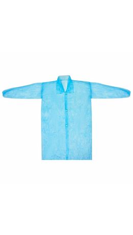 Халат одноразовый голубой на липучках КОМПЛЕКТ 10 шт., XXXL, 60-62 размер, 110 см, рукав на резинке, 30 г/м2, ОПТИТРЕЙД