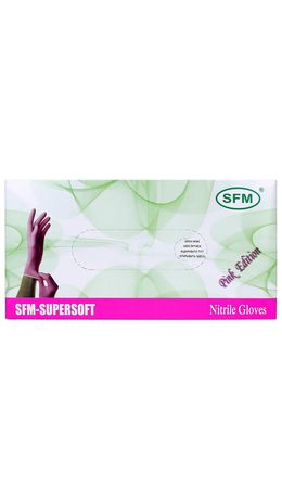 Перчатки нитриловые смотровые SFM Supersoft PINK, 100 пар (200 шт.), размер L (большой), розовые