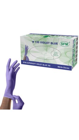 Перчатки нитриловые смотровые SFM Supersoft N135, 100 пар (200 шт.), размер S (малый), фиолетовые