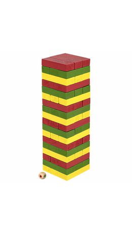 Игра настольная "ЦВЕТНАЯ БАШНЯ", 54 окрашенных деревянных блока + кубик, BRAUBERG HOBBY, 665493