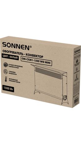 Обогреватель-конвектор SONNEN MINI-1500.2, 1500 Вт, сушилка, Х-образный нагревательный элемент, белый, 457631