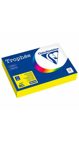 Бумага цветная CLAIREFONTAINE, А4, 80 г/м2, 500 л., неон, желтый, Франция, 2977PC