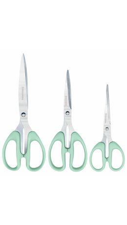 Ножницы BRAUBERG CLASSIC PRO 3шт. (155, 185, 210 мм), мятные ручки, ВЫГОДНАЯ УПАКОВКА, 272979