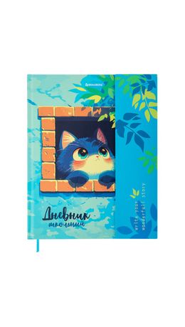 Дневник 1-11 класс 48 л., твердый, BRAUBERG, матовая ламинация, магнитный клапан, закладка-ляссе, с подсказом, "Котик", 107244
