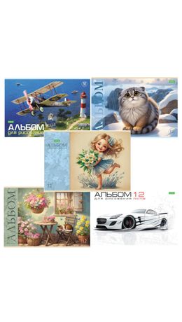 Альбом для рисования А4 12 л., скоба, обложка офсет, HATBER ECO, 205х290 мм, Ассорти (5 видов), 085250, 12А4C