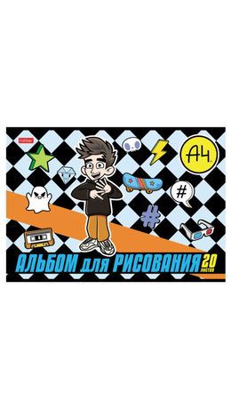 Альбом для рисования А4 20 л., скоба, обложка картон, HATBER, 205х290 мм, "Влад А4", 084854, 20А4В