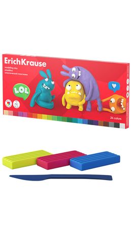 Пластилин классический ERICH KRAUSE "Jolly Friends", 24 цвета, 432 г, со стеком, 61350