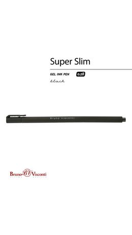 Ручка гелевая BRUNO VISCONTI "Super Slim Black", ЧЕРНАЯ, узел 0,28 мм, линия 0,2 мм, 20-0397
