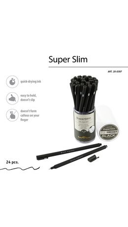 Ручка гелевая BRUNO VISCONTI "Super Slim Black", ЧЕРНАЯ, узел 0,28 мм, линия 0,2 мм, 20-0397