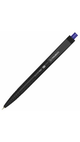 Ручка шариковая масляная автоматическая BRAUBERG "BLACK PEN RT", СИНЯЯ, игольчатый наконечник 0,7 мм, линия письма 0,35 мм, 144326
