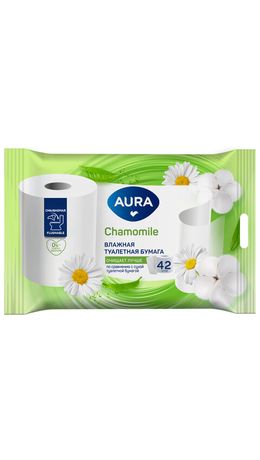 Бумага туалетная влажная смываемая 42 шт., AURA, 13216