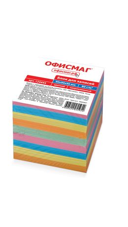 Блок для записей ОФИСМАГ непроклеенный, куб 9х9х9 см, цветной, 124444