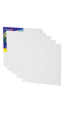 Холсты на картоне НАБОР 5 штук (20х20 см), хлопок, 280 г/м2, грунт, BRAUBERG ART CLASSIC, 192650