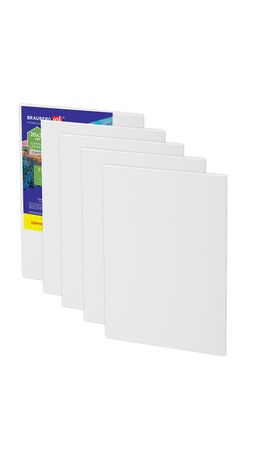 Холсты на картоне НАБОР 5 штук (20х30 см), хлопок, 280 г/м2, грунт, BRAUBERG ART CLASSIC, 192651