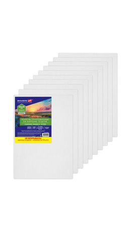 Холсты на картоне НАБОР 10 штук (30х40 см), хлопок, грунт, 280 г/м2, BRAUBERG ART CLASSIC, 192659